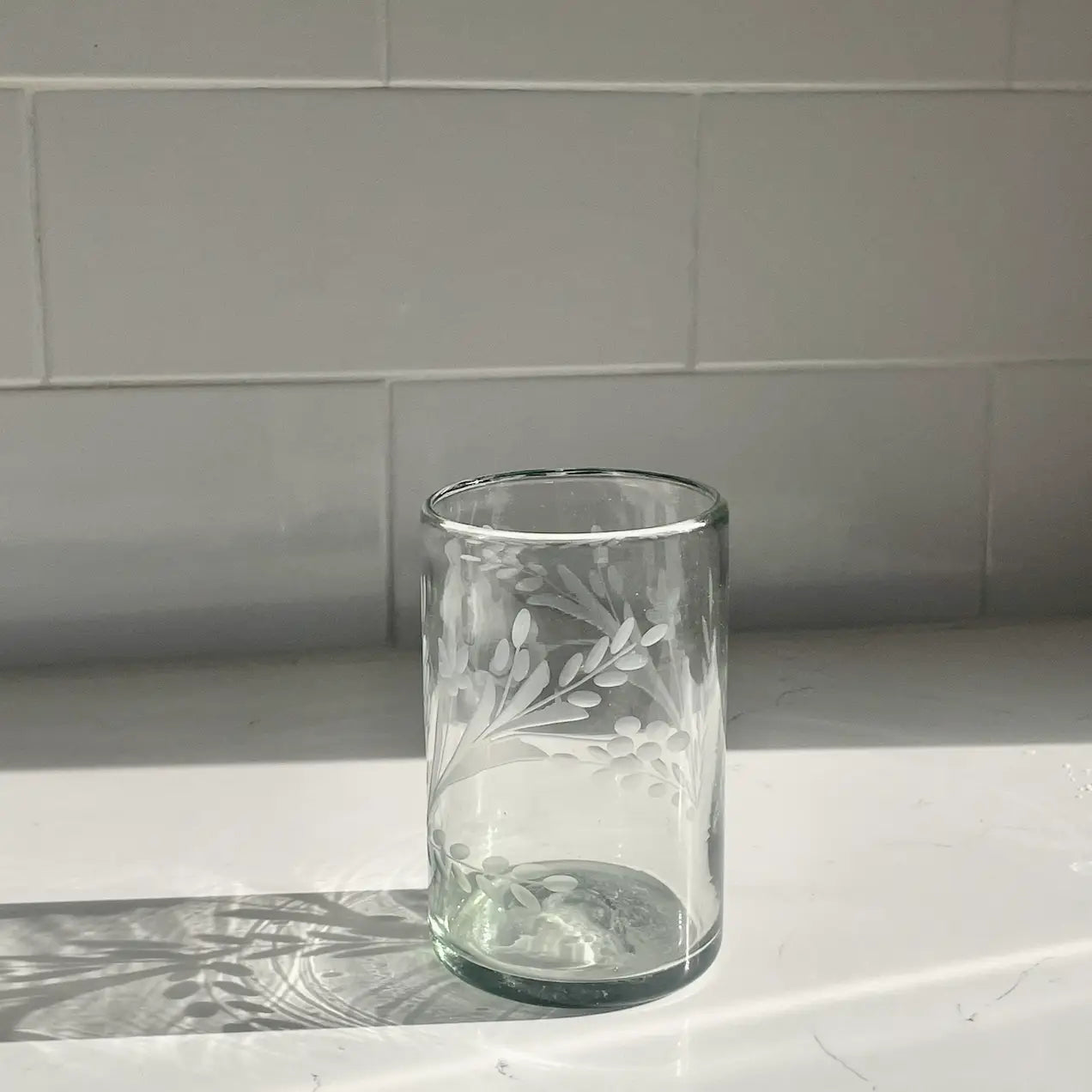 Hand-Etched Blown Tumbler