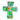 Colorful cross-shaped object with artistic design on a white background