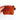 A hand holding a small rectangular corduroy pouch in a burnt orange color, featuring a dark brown zipper and a small dark brown fabric tag on the side, set against a plain white background.
