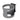 Gray cup holder with black handle on a white background