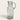 A clear glass carafe pitcher with an embossed floral pattern on the front and a curved handle, shown on a light beige background.