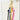 Close-up of a canvas tote bag with a gold-tone clasp and multiple hanging leather straps in black, blue, mustard yellow, and pink, displayed against a white paneled background.