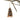 A natural brown and black spotted feather ornament hanging from a rustic branch with a jute twine string against a solid white background.