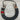 Round stone pendant with dark gray felt strap and colorful stripes on a wooden surface