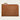 Brown leather pouch with zipper on a light beige background