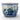 An antique Chinese blue and white ceramic planter pot featuring hand-painted floral motifs, a Greek key border, and a bird, shown against a plain white background.