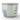An antique ceramic planter pot with a white glazed body, decorated with blue hand-painted calligraphy and geometric patterns, shown on a light gray background.